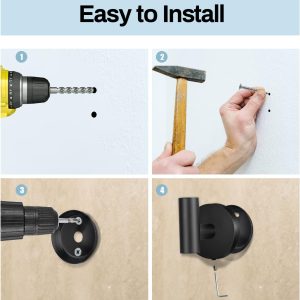 Kruodop Towel Hooks for Bathroom,2 Packs Wall Mount Towel Holder,Black Matte Wall Robe Hook,Stainless Steel Heavy Duty Door Hanger Towel Hook for Kitchen, Bedroom,Hotel,Pool,Coats(Drilling) - Image 3