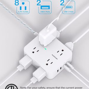 HANYCONY Surge Protector Power Strip, 1080J, 5 Ft Braided Extension Cord - Image 9