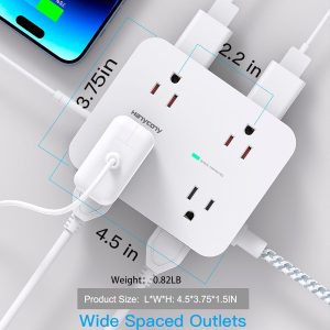 HANYCONY Surge Protector Power Strip, 1080J, 5 Ft Braided Extension Cord - Image 7