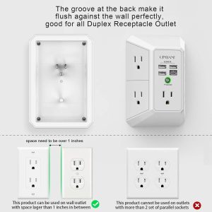 Wall Charger, Surge Protector, QINLIANF 5 Outlet Extender with 4 USB Ports - Image 6