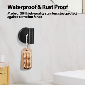 Kruodop Towel Hooks for Bathroom,2 Packs Wall Mount Towel Holder,Black Matte Wall Robe Hook,Stainless Steel Heavy Duty Door Hanger Towel Hook for Kitchen, Bedroom,Hotel,Pool,Coats(Drilling) - Image 4