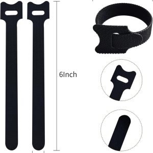 200 PCS 6 Inches Black Reusable Cable Ties, Adjustable Cord Straps, Cable Organizer, Cord Wrap and Hook Loop Cords Management,Adjustable Cord Ties for Organizing Home,Office,Data Centers - Image 4