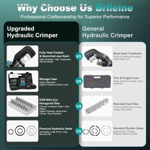 Brileine 10 Tons Hydraulic Crimping Tool with 9 Dies, 12 to 2/0 AWG - Image 8