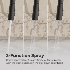 Pfister Exemplar Kitchen Faucet with Pull Down Sprayer Single Handle High Arc Matte Black Kitchen Sink Faucet NSF Certified Spot Defense Finish 1 or 3 Hole F5297EPSDB - Image 6