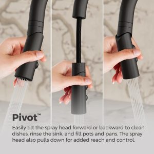 Pfister Exemplar Kitchen Faucet with Pull Down Sprayer Single Handle High Arc Matte Black Kitchen Sink Faucet NSF Certified Spot Defense Finish 1 or 3 Hole F5297EPSDB - Image 3