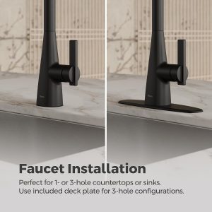 Pfister Exemplar Kitchen Faucet with Pull Down Sprayer Single Handle High Arc Matte Black Kitchen Sink Faucet NSF Certified Spot Defense Finish 1 or 3 Hole F5297EPSDB - Image 7