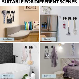 Kruodop Towel Hooks for Bathroom,2 Packs Wall Mount Towel Holder,Black Matte Wall Robe Hook,Stainless Steel Heavy Duty Door Hanger Towel Hook for Kitchen, Bedroom,Hotel,Pool,Coats(Drilling) - Image 7