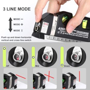 Laser Level Line Tool, Multipurpose Laser Level Kit Standard Cross Line Laser leveler Beam Tool with Metric Rulers 8ft/2.5M for Picture Hanging cabinets Tile Walls by AikTryee. - Image 3