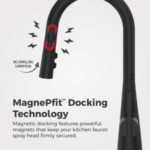 Pfister Exemplar Kitchen Faucet with Pull Down Sprayer Single Handle High Arc Matte Black Kitchen Sink Faucet NSF Certified Spot Defense Finish 1 or 3 Hole F5297EPSDB - Image 5