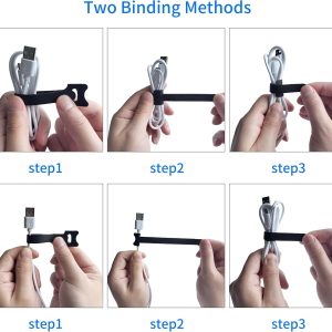 200 PCS 6 Inches Black Reusable Cable Ties, Adjustable Cord Straps, Cable Organizer, Cord Wrap and Hook Loop Cords Management,Adjustable Cord Ties for Organizing Home,Office,Data Centers - Image 3