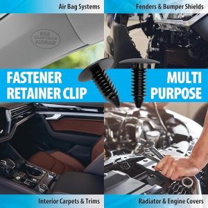 100Pcs Auto Car Fender & Bumper Pro Fastener Clips for GM 1605396, 1595864; Chrysler 6030441; Ford 388577S, W705589-S300 Push Rivets for Splash Shields, Wheel Well, Underbody Panels & More - Image 2